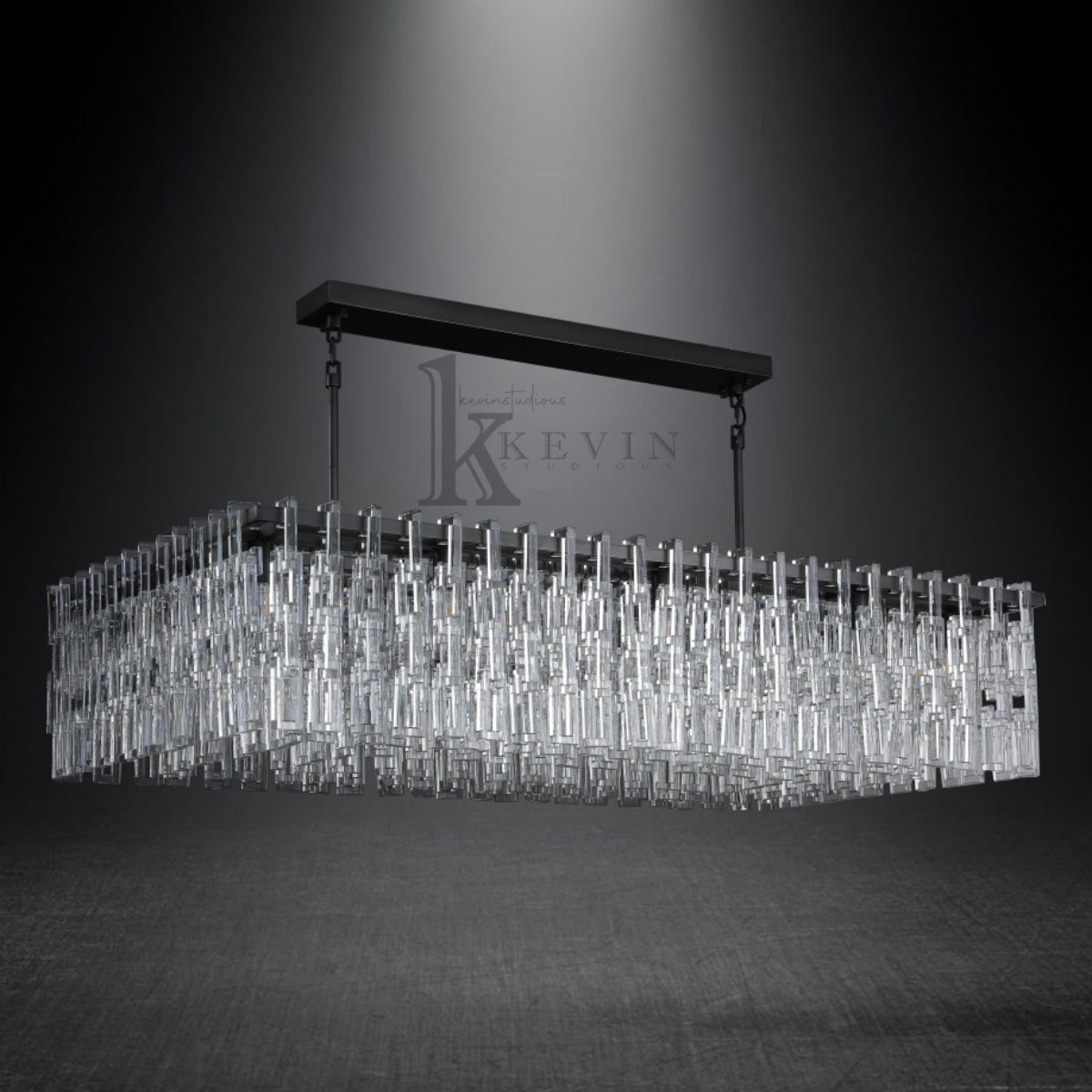 Seraphina Modern Crystal Rectangle Chandelier 60" Over Dining Table