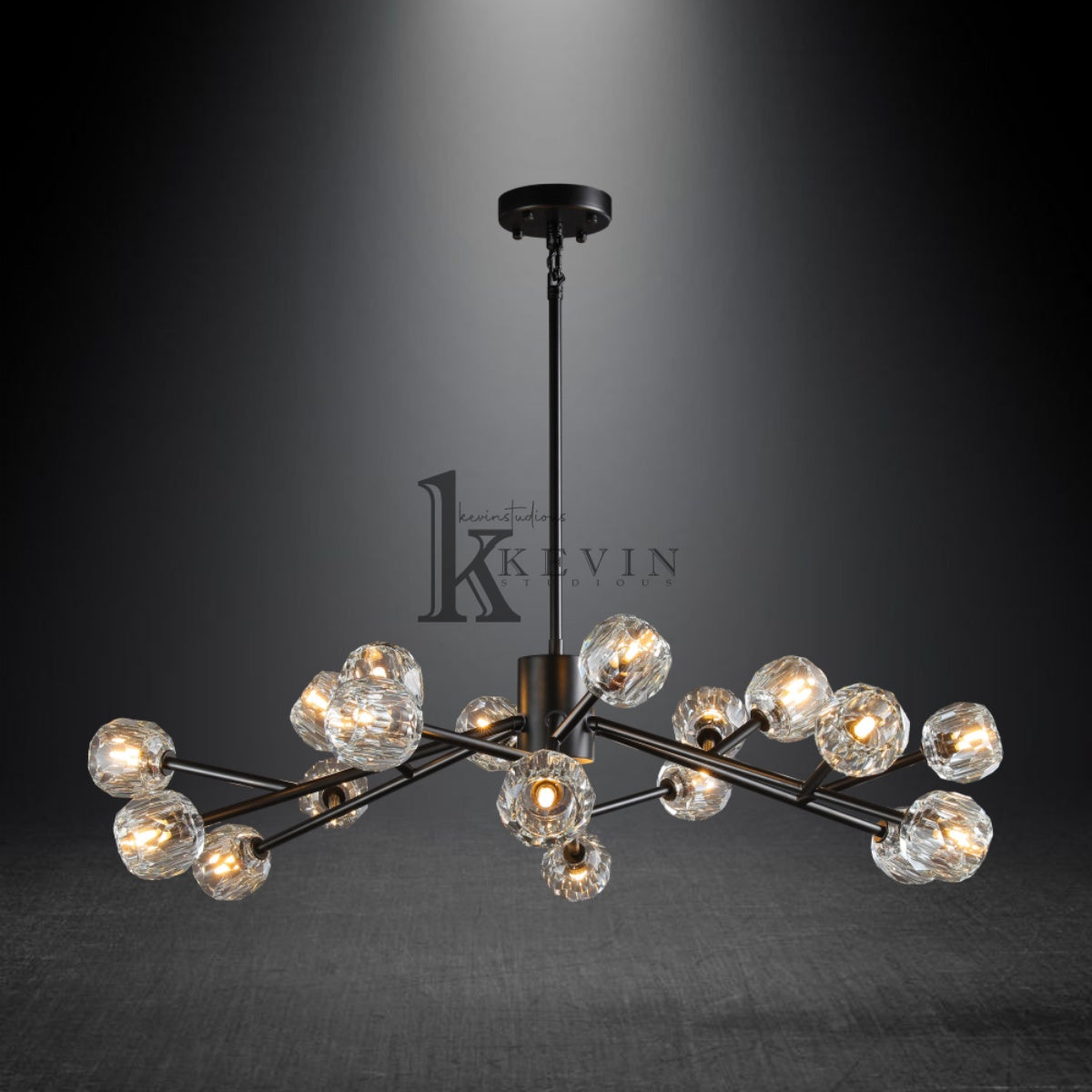 Kristal modern crystal ball round chandelier 24", 36", 48", 60", 72. Crystal ball colors available (Clear/Smoky).