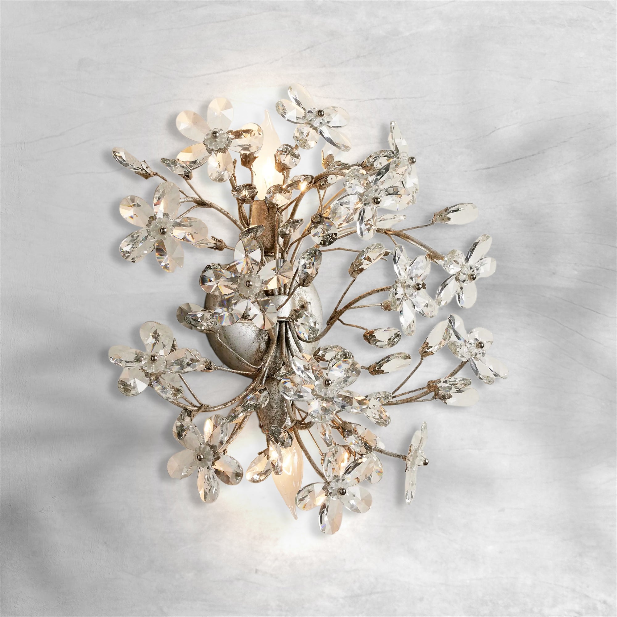 Fiore Crystal Flowers Wall Sconce 2-Light