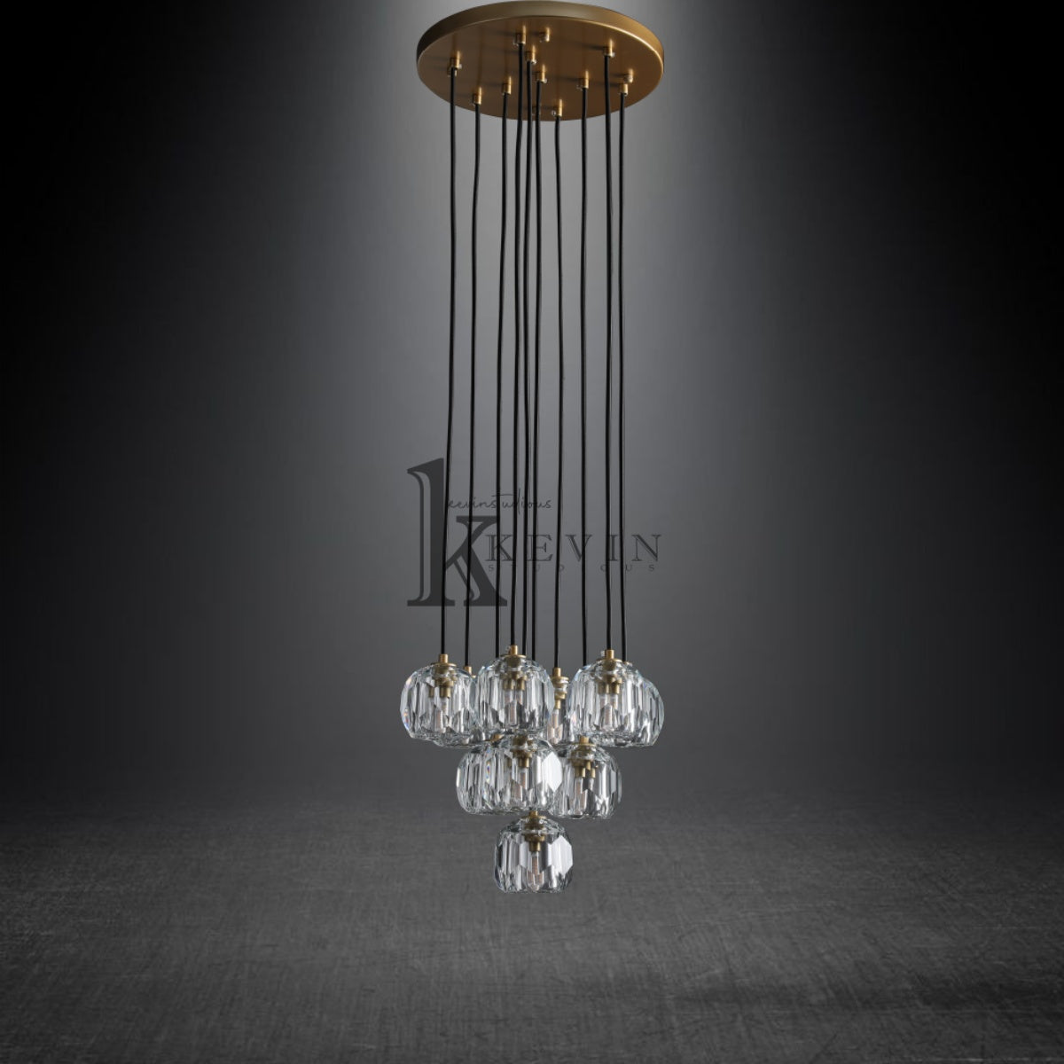 Kristal modern crystal ball cluster chandelier 14", 19", 24", 30", 40". Crystal ball colors available (Clear/Smoky).