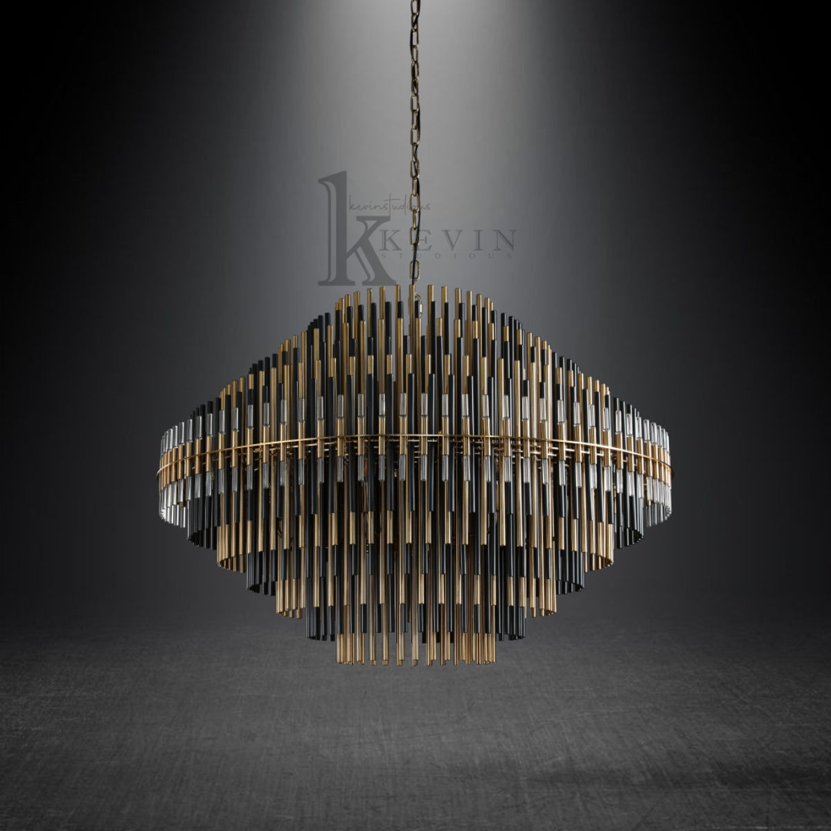 Auro Modern Round Brass Tubes Chandelier 24", 32", 42"