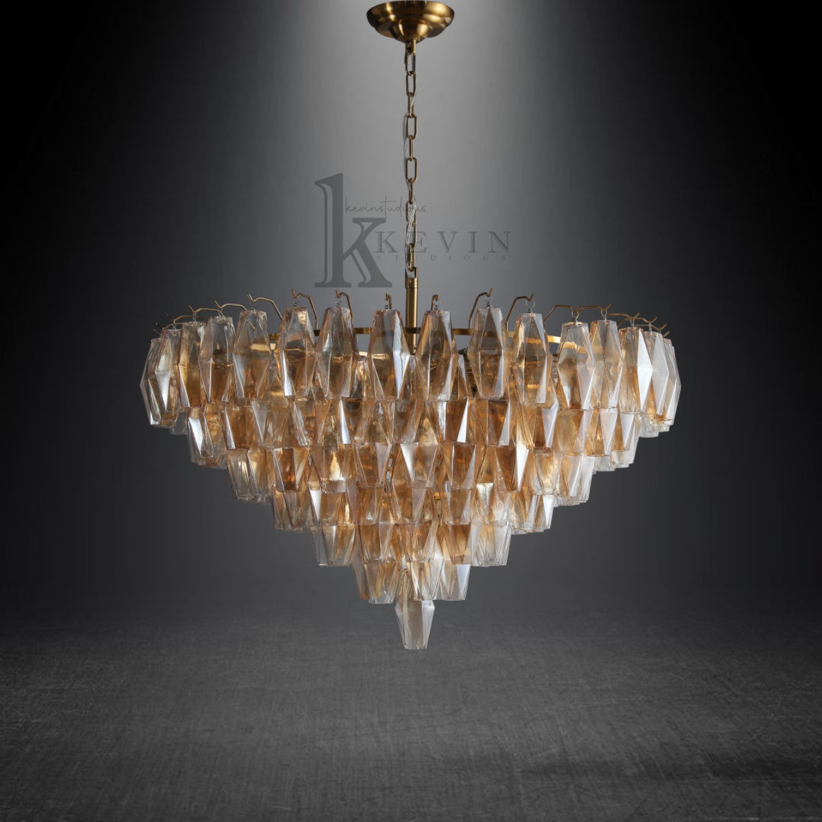 Sierra Modern Round Glass Tiered Chandelier