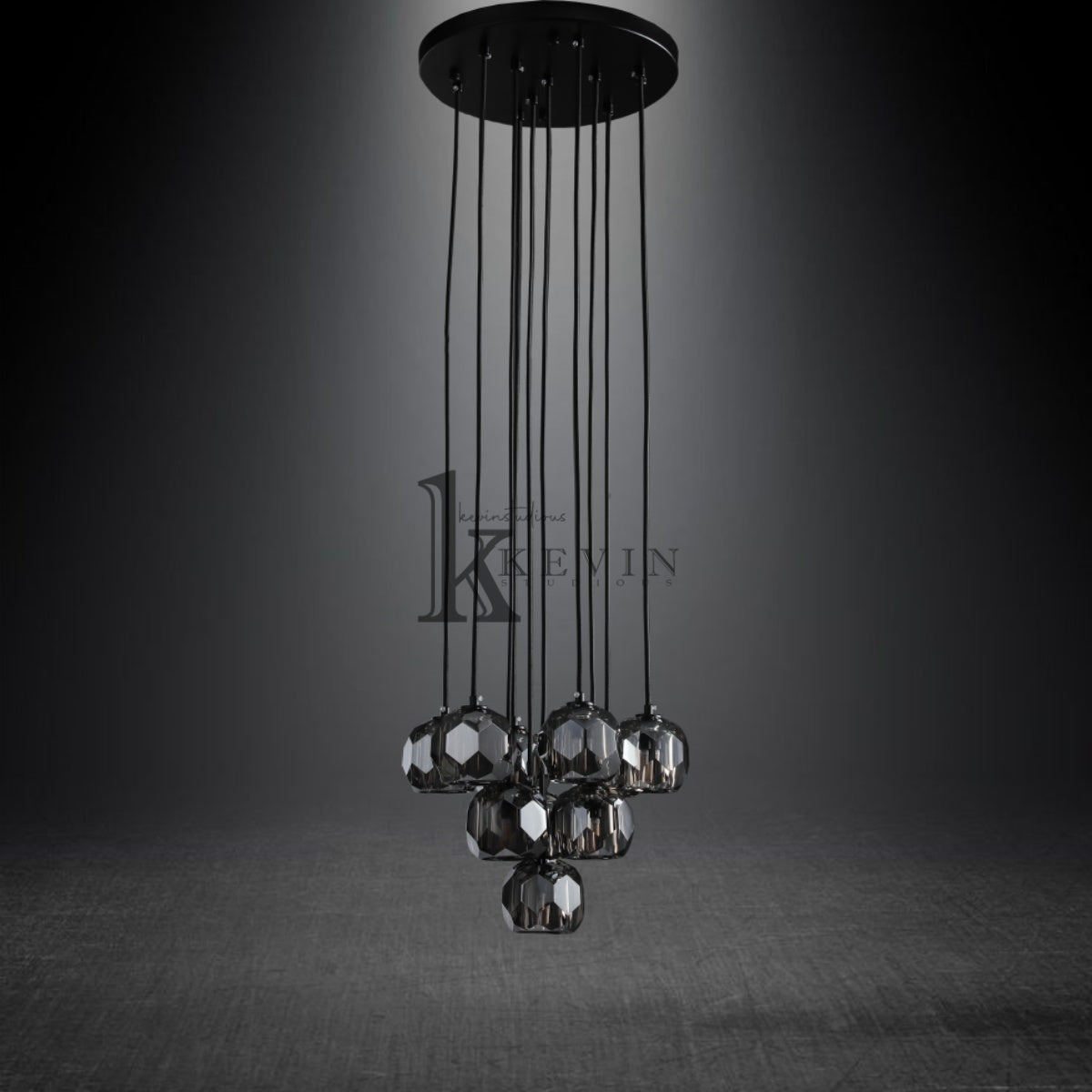 Kristal modern crystal ball cluster chandelier 14", 19", 24", 30", 40". Crystal ball colors available (Clear/Smoky).