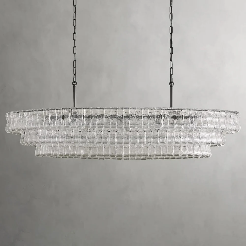 Evadne Modern Glass Oval Chandelier chandeliers for dining room,chandeliers for stairways,chandeliers for foyer,chandeliers for bedrooms,chandeliers for kitchen,chandeliers for living room Kevin Studio Inc Bronze Clear 65"