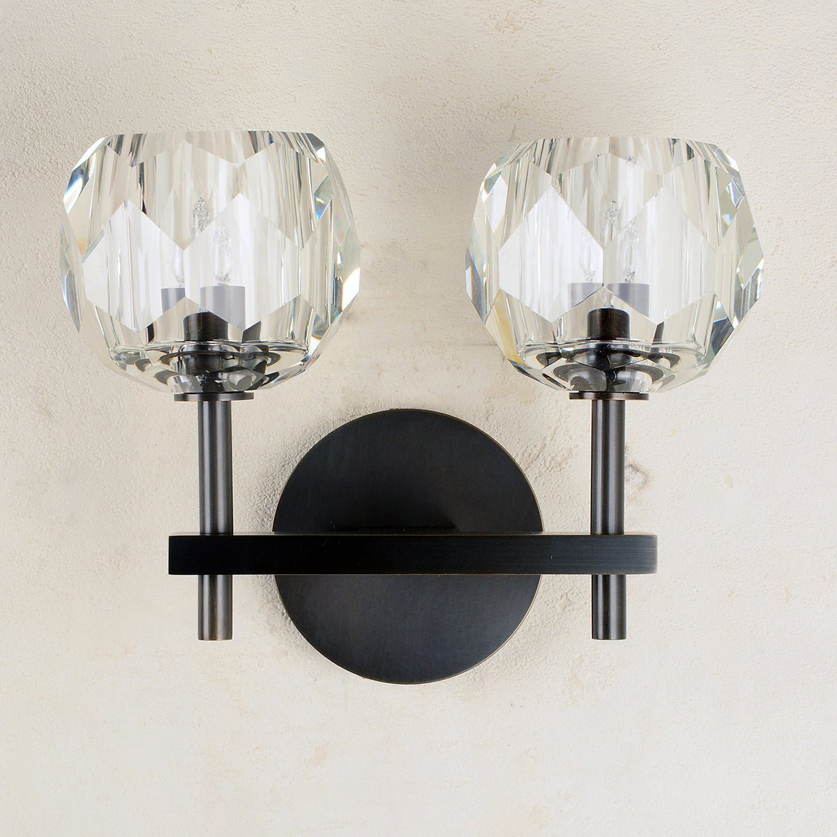 Floris Modern 2 Lights Smoky Crystal Ball Short Wall Sconce, Crystal Led Wall Lights for Bedroom  Kevin Studio   