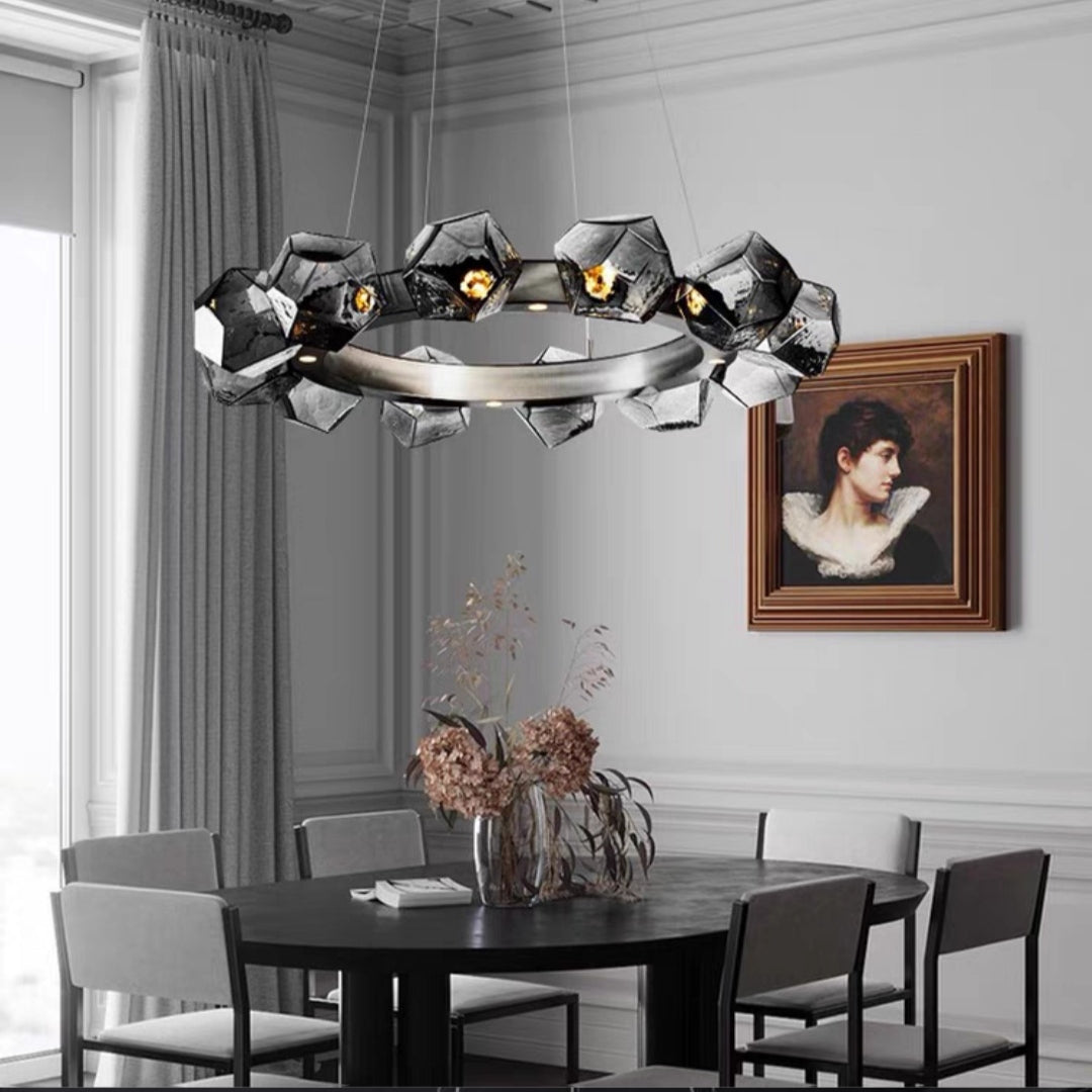 Nordic Minimalist Glass Circle Art Chandelier for Living/Dining Room/Bedroom Chandeliers Kevinstudiolives   