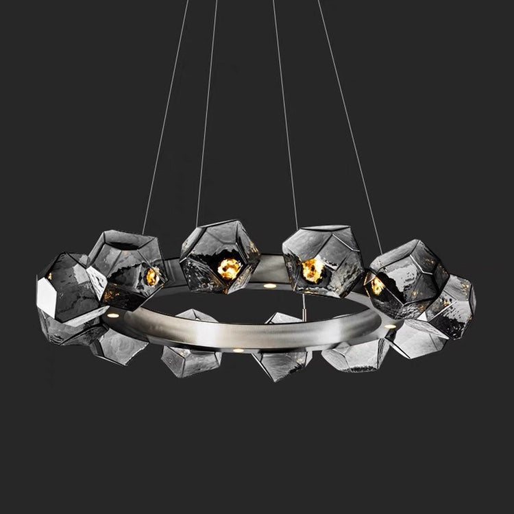 Nordic Minimalist Glass Circle Art Chandelier for Living/Dining Room/Bedroom Chandeliers Kevinstudiolives D31.5" Smoky Grey Warm Light