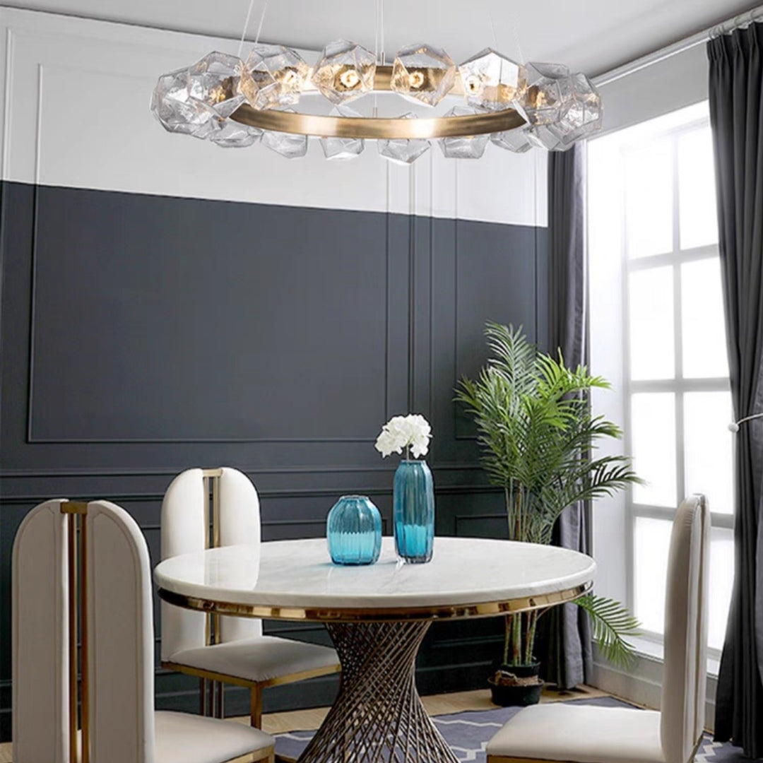 Nordic Minimalist Glass Circle Art Chandelier for Living/Dining Room/Bedroom Chandeliers Kevinstudiolives D39.4" Bronze Warm Light
