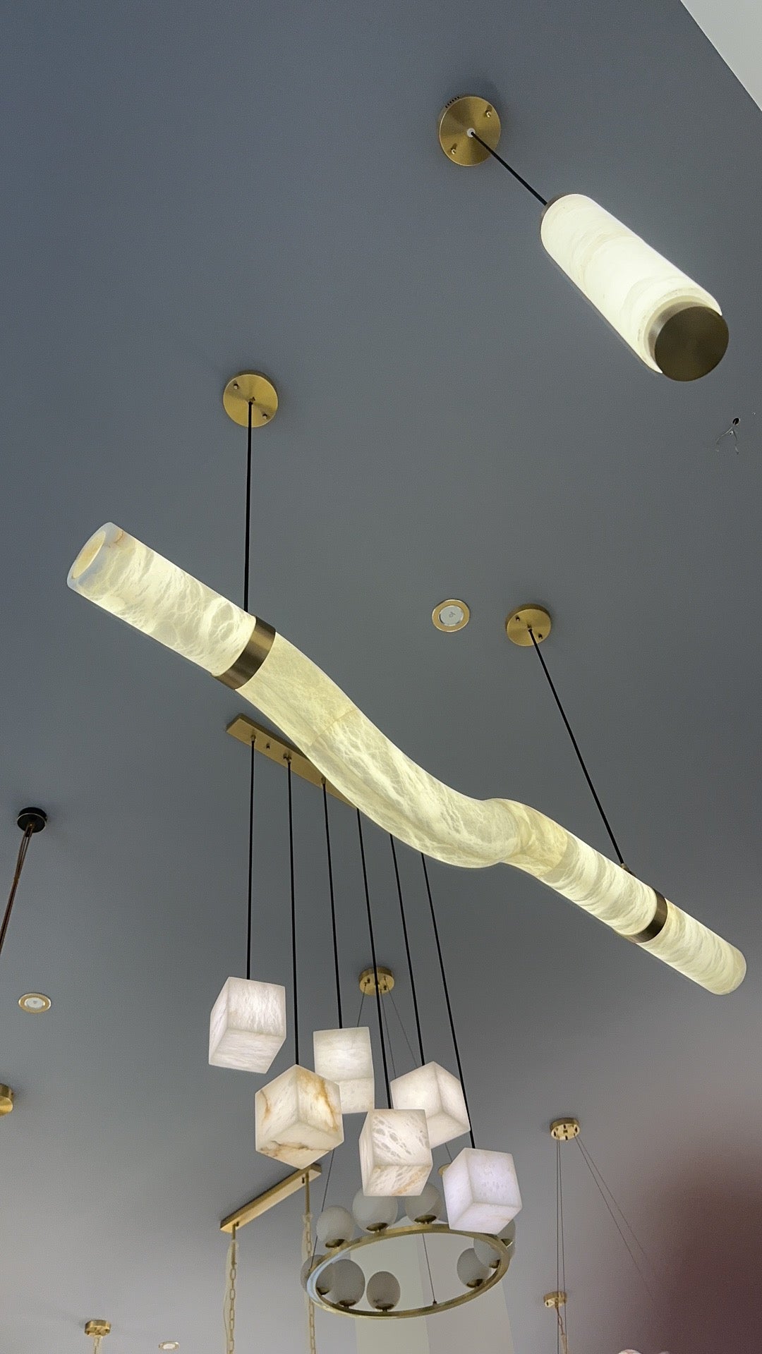 Alabaster Curved Chandelier  Herman Lighting   