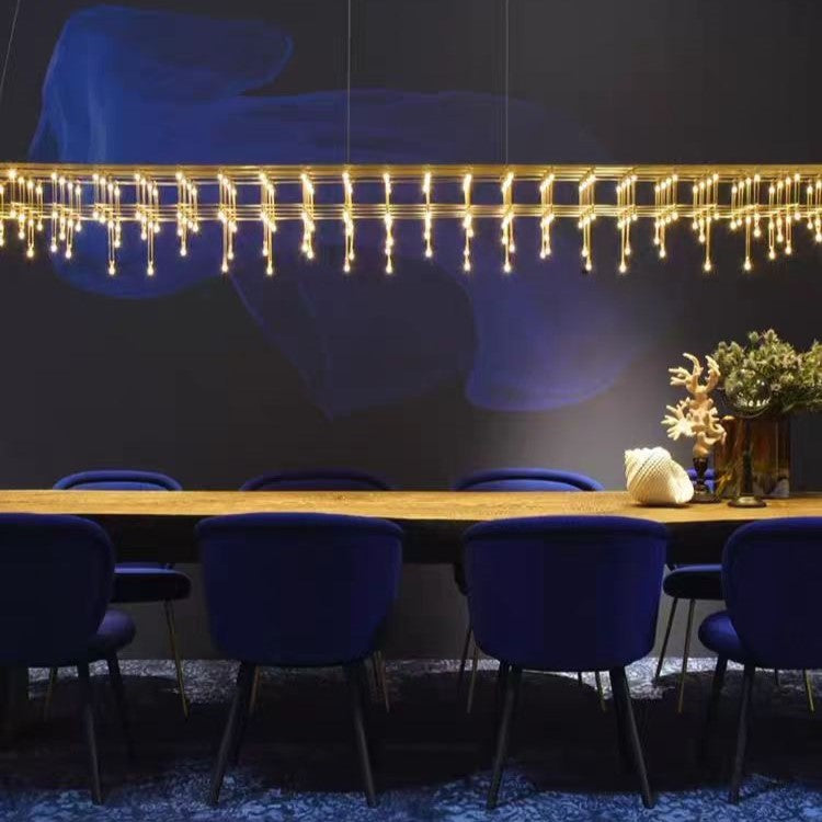 Modern Rectangle Metal Light Chandelier in Chrome Finish Chandeliers Kevinstudiolives   