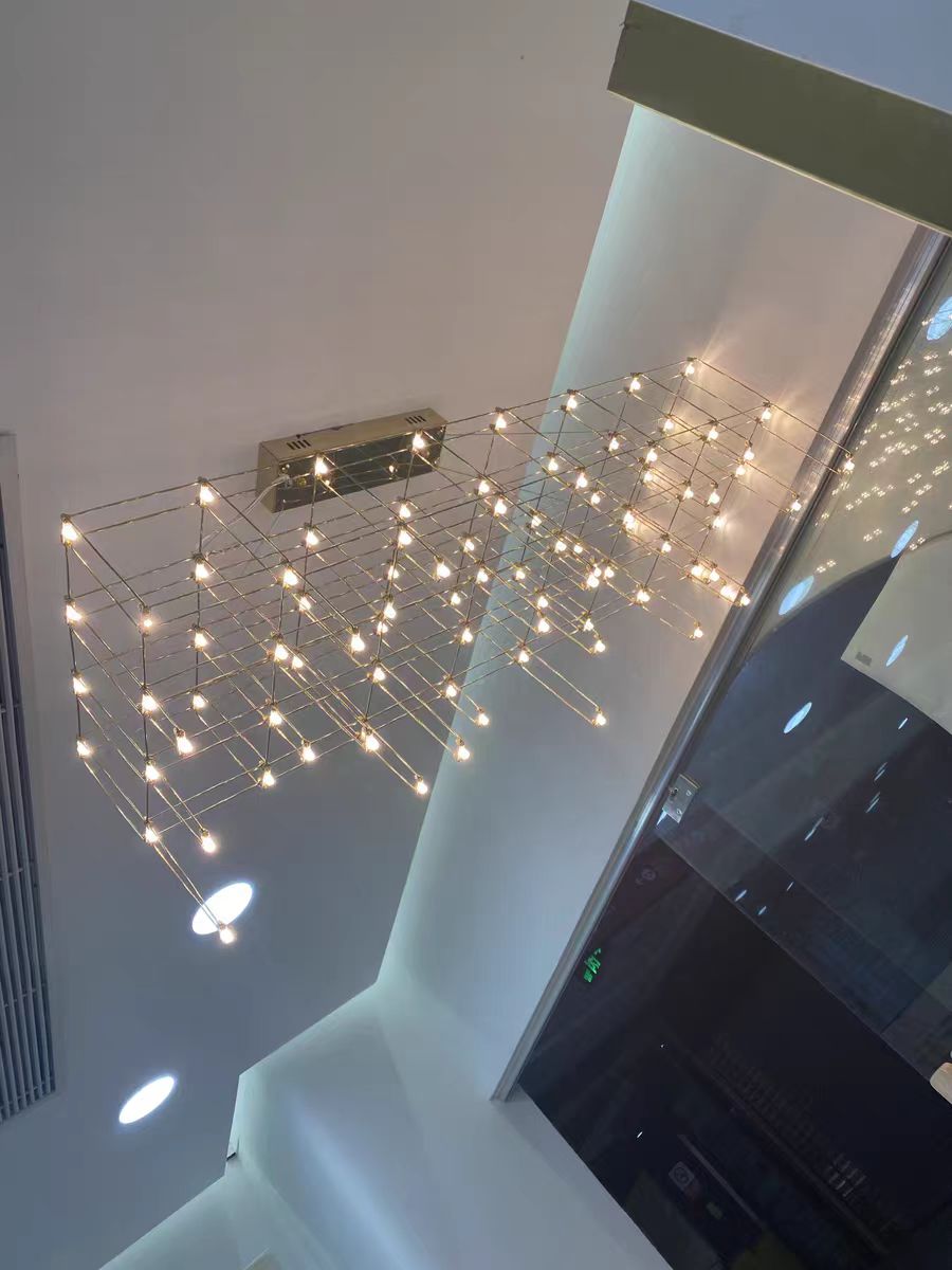 Modern Rectangle Metal Light Chandelier in Chrome Finish Chandeliers Kevinstudiolives   