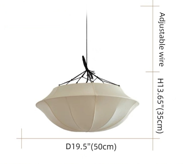 Vintage French Style Cream White Silk Umbrella Chandelier Chandeliers Kevinstudiolives D19.5''*H13.65'' White Edge Warm Light