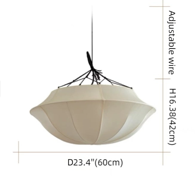 Vintage French Style Cream White Silk Umbrella Chandelier Chandeliers Kevinstudiolives D23.4''*H16.38'' White Edge Warm Light