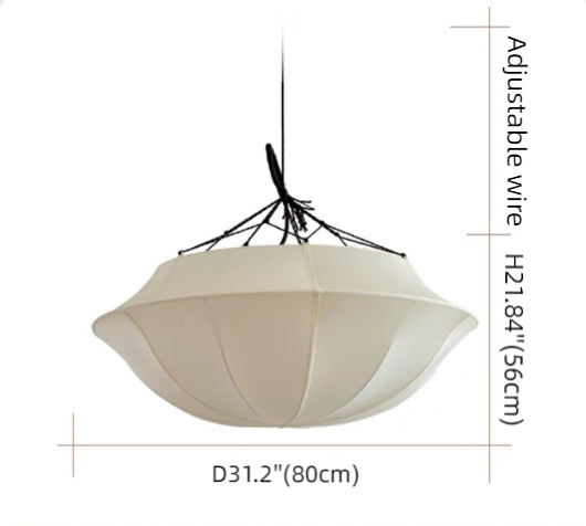 Vintage French Style Cream White Silk Umbrella Chandelier Chandeliers Kevinstudiolives D31.2''*H21.84'' White Edge Warm Light