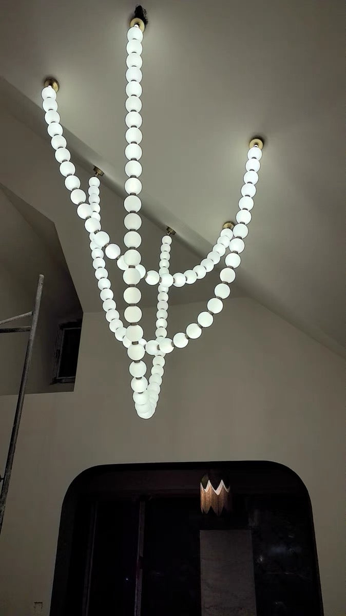 Pearl Necklance Chain Grand Duplex Staircase Chandelier Chandeliers Kevinstudiolives   