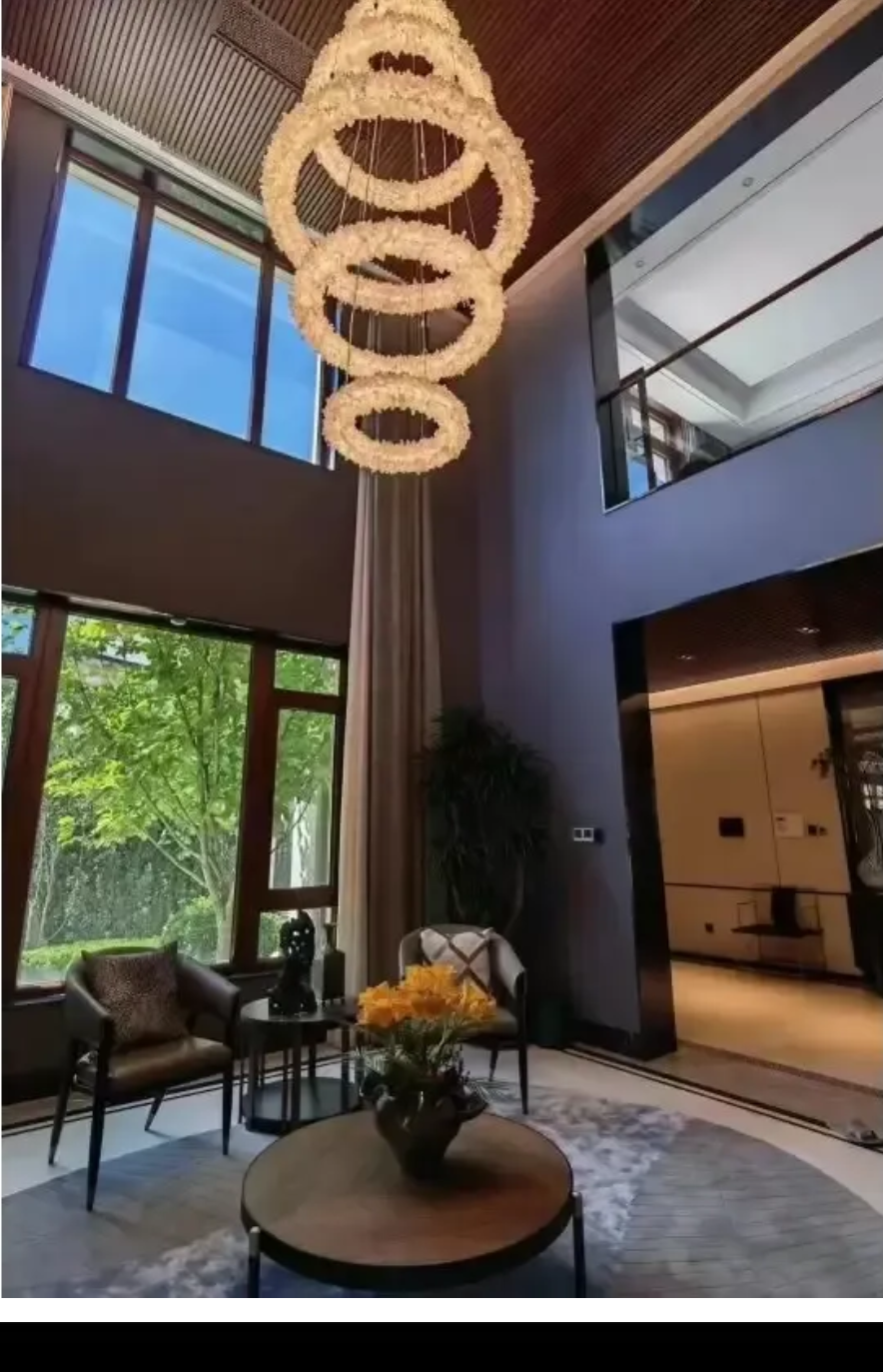 Baline 3 Tiers Modern Geode Quartz Crystal LED Ring Chandelier Chandelier Kevin Studio Inc   