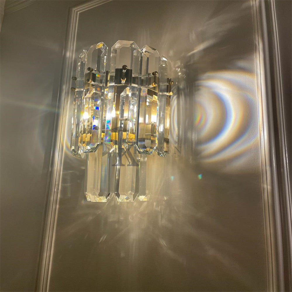 Bradley Modern Faceted Crystal Prisms Wall Sconce