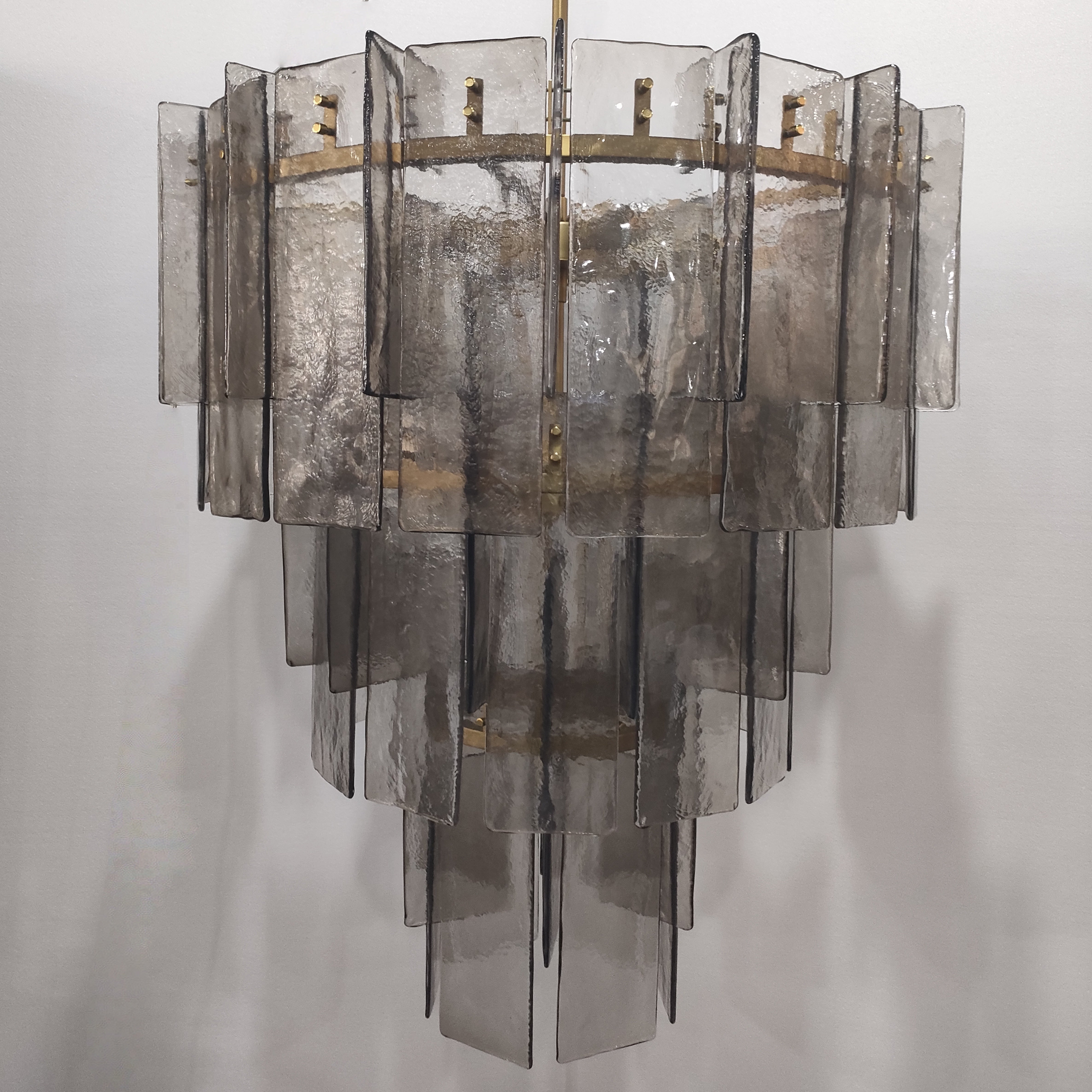 Lattace Smoke Glass Tiered Round Chandelier 36"47"