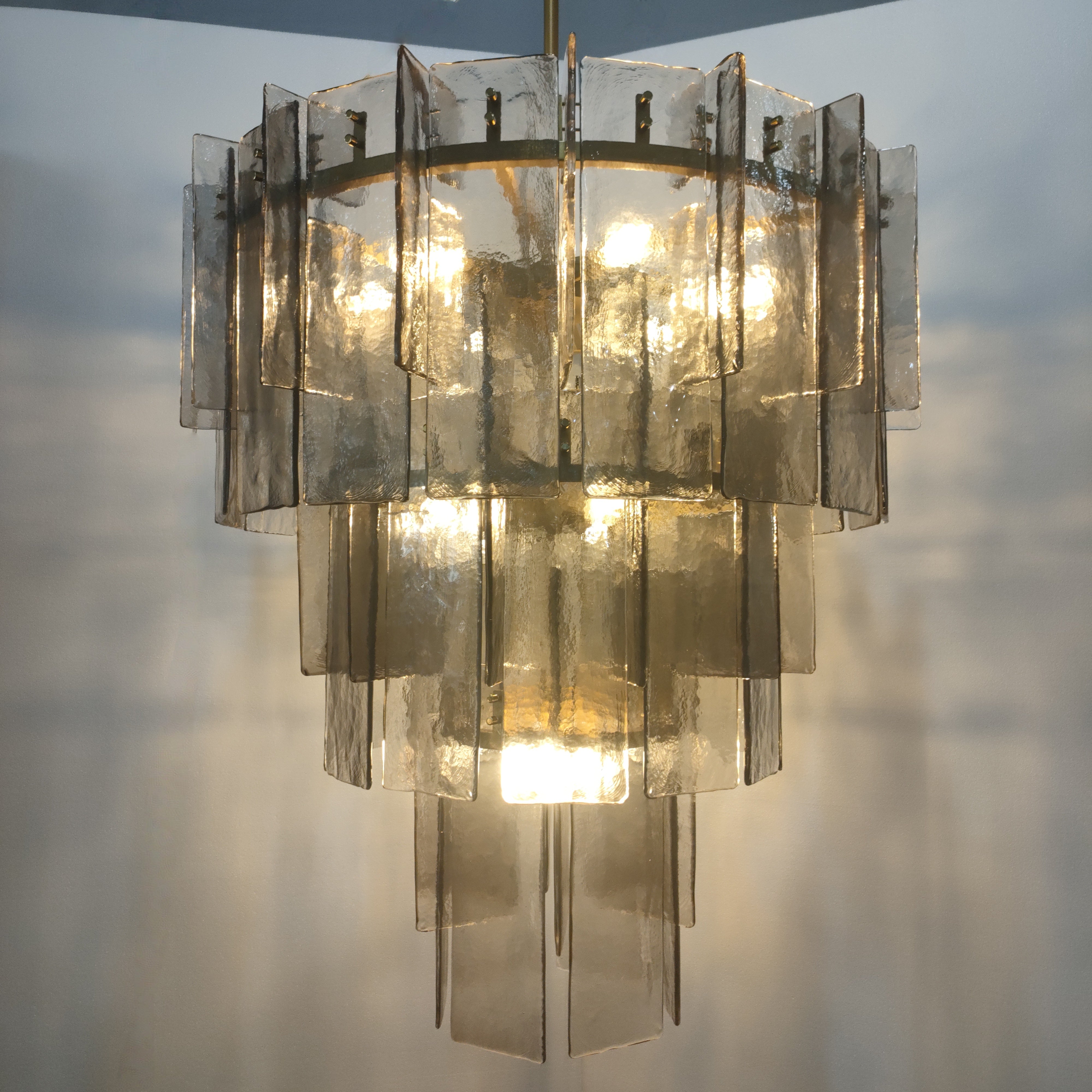 Lattace Smoke Glass Tiered Round Chandelier 36"47"