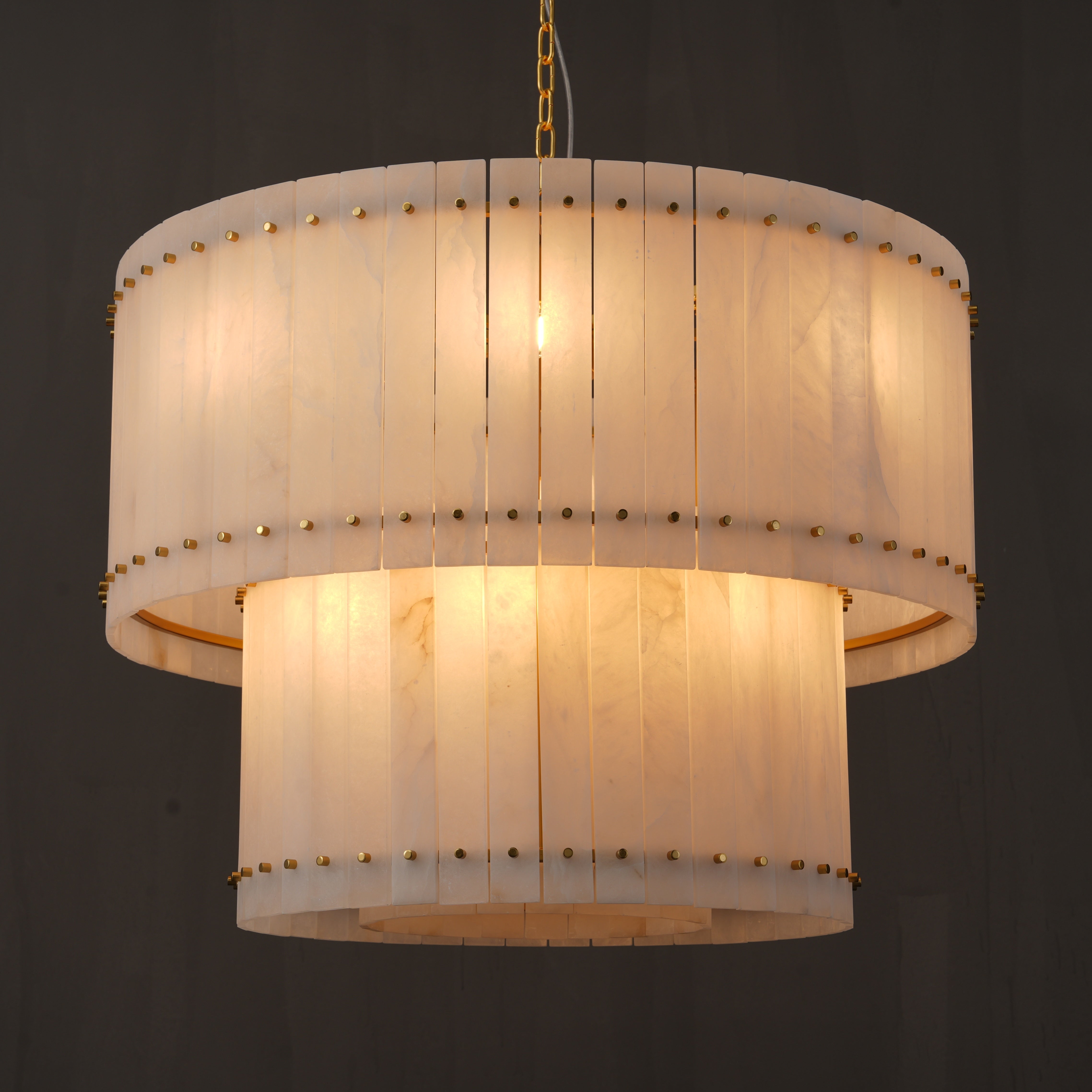 Sun Marcus Alabaster Round Tiered Chandelier