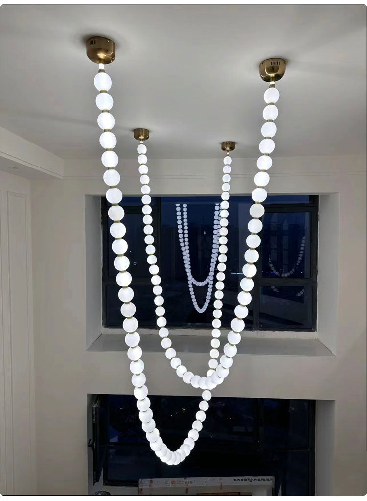 Pearl Necklance Chain Grand Duplex Staircase Chandelier Chandeliers Kevinstudiolives   