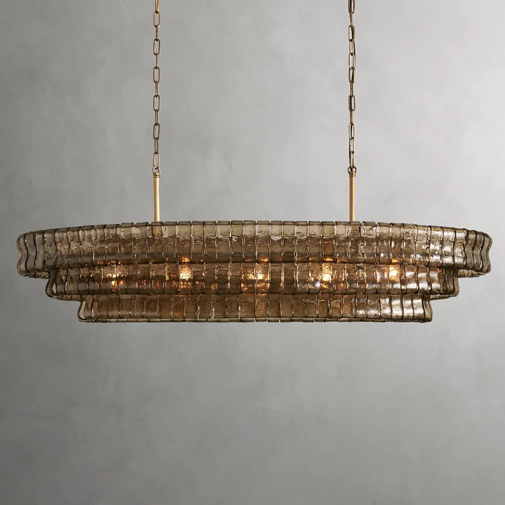 Evadne Modern Glass Oval Chandelier chandeliers for dining room,chandeliers for stairways,chandeliers for foyer,chandeliers for bedrooms,chandeliers for kitchen,chandeliers for living room Kevin Studio Inc Brass Smoke 54"