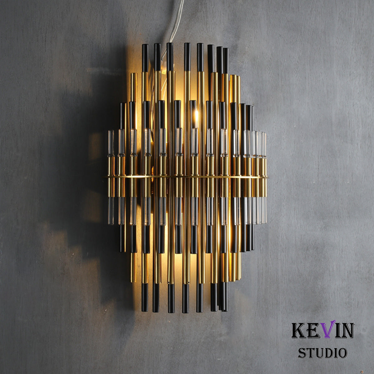 Odin Modern Round Brass Tubes Wall Sconce Wall Sconce Kevin Studio Inc Brass  