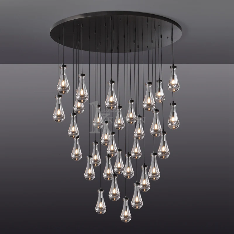 Camelia Raindrop Modern Round Chandelier 18'' 36'' 47'' 60" chandelier Kevin Studio Inc 60'' Matte Black 