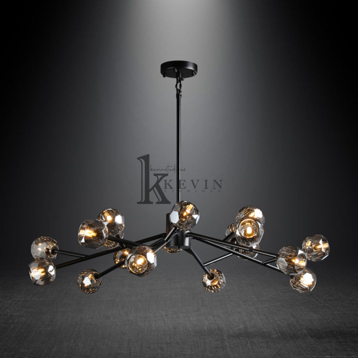 Kristal modern crystal ball round chandelier 24", 36", 48", 60", 72. Crystal ball colors available (Clear/Smoky).