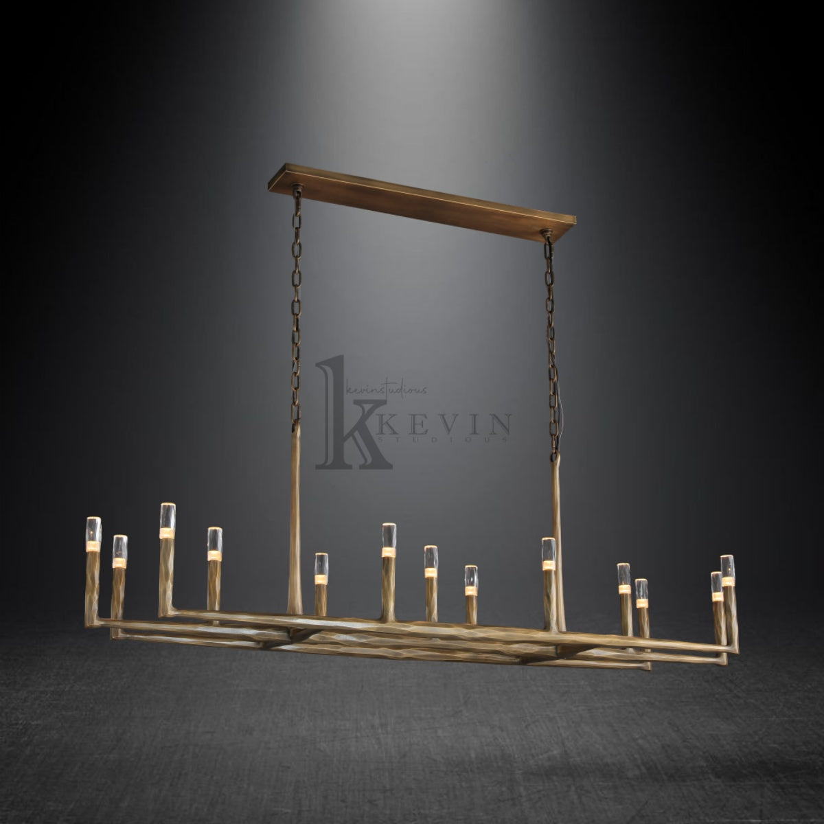 Thomas Modern Forged Brass Linear Chandelier