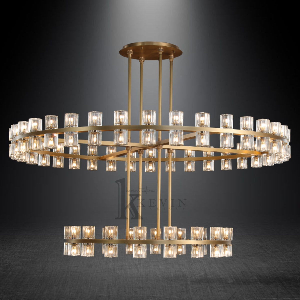 Reger Modern Round 2-tier Large Crystal Chandelier For Living Room