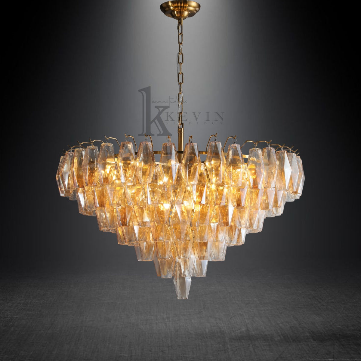 Sierra Modern Round Glass Tiered Chandelier