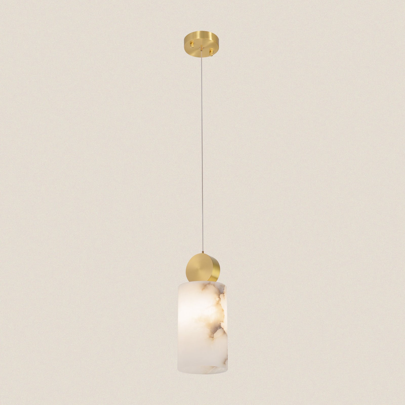 Modern Alabaster Cylinder Pendant Light