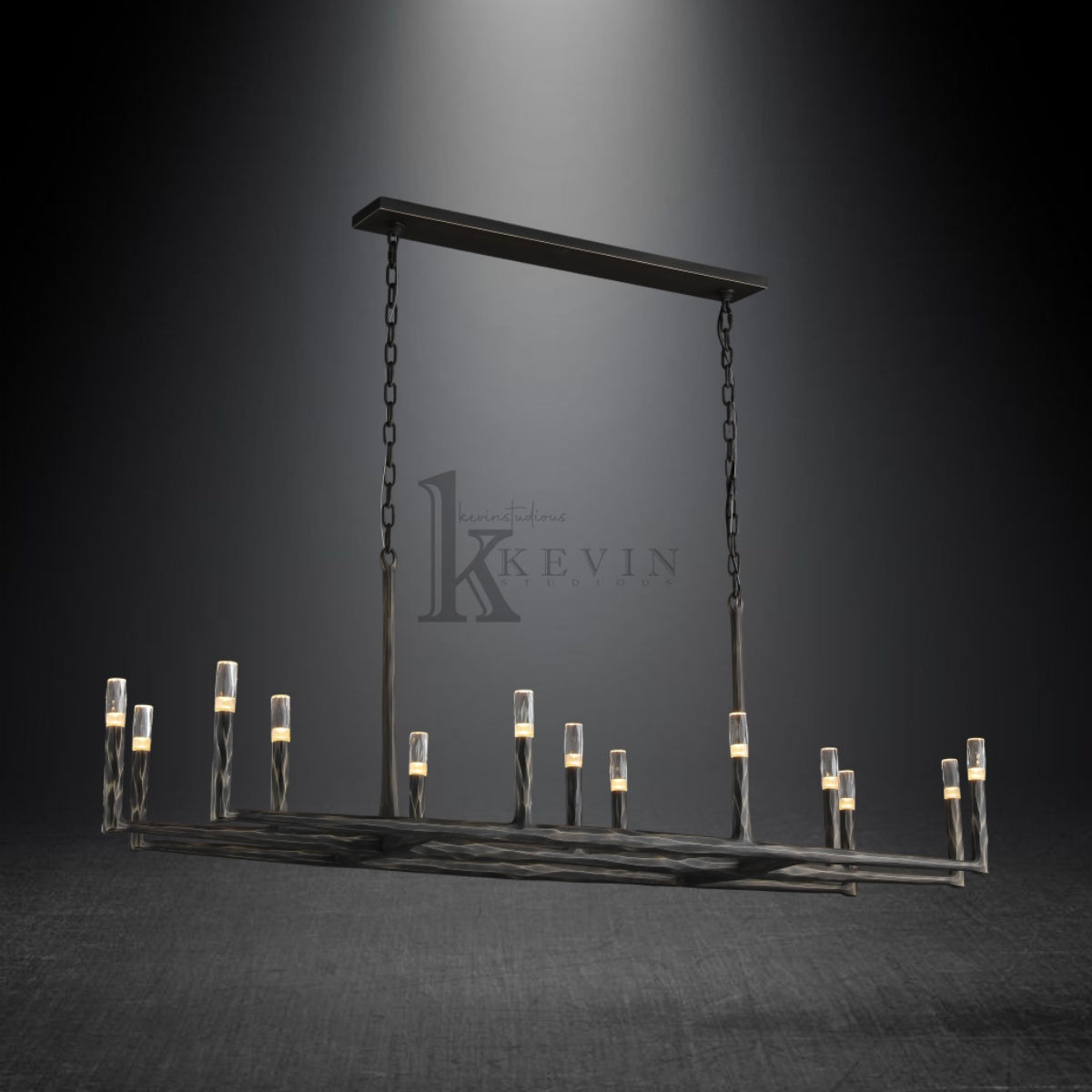 Thomas Modern Forged Brass Linear Chandelier