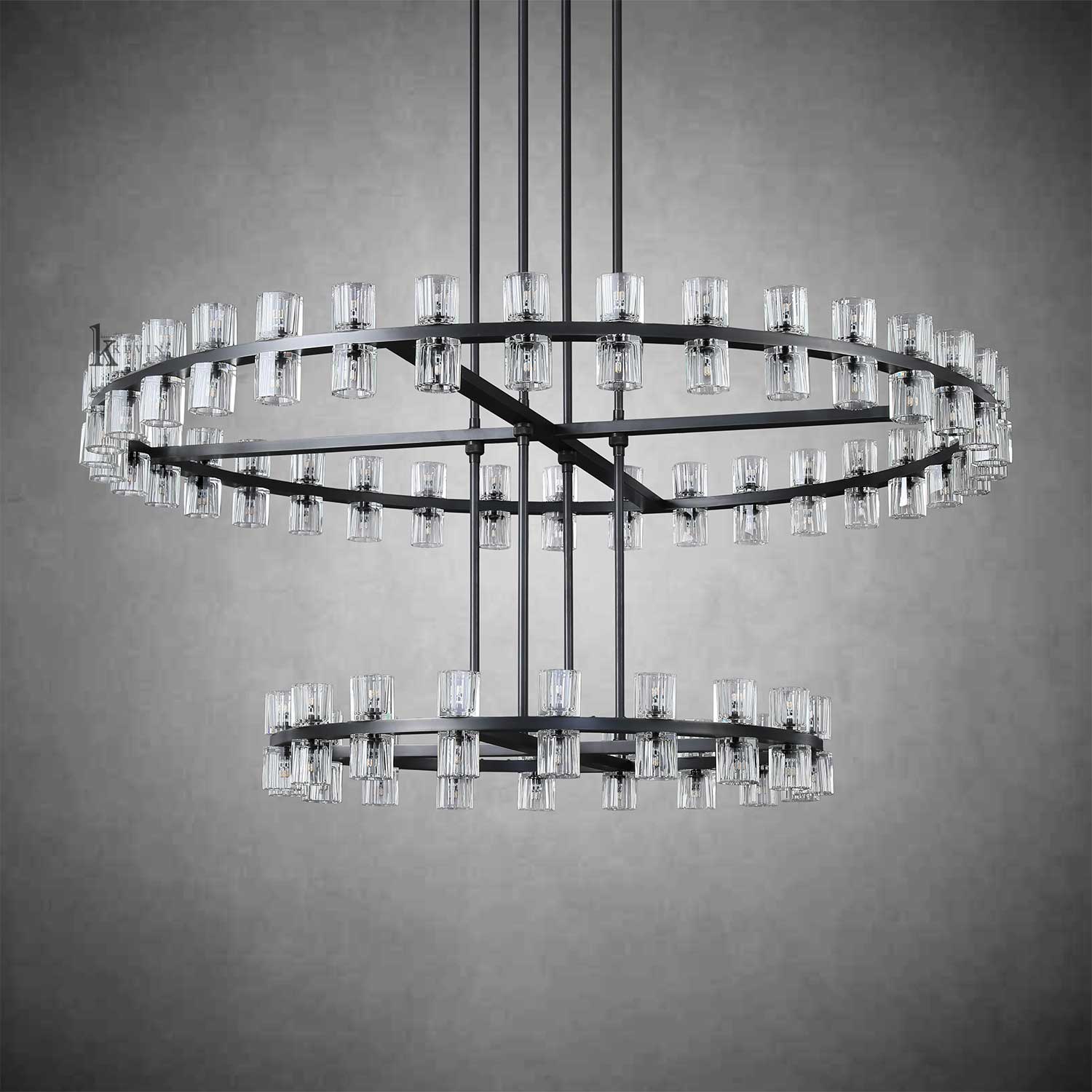 Avelon Crystal 2-Tier Round  Chandelier 60"