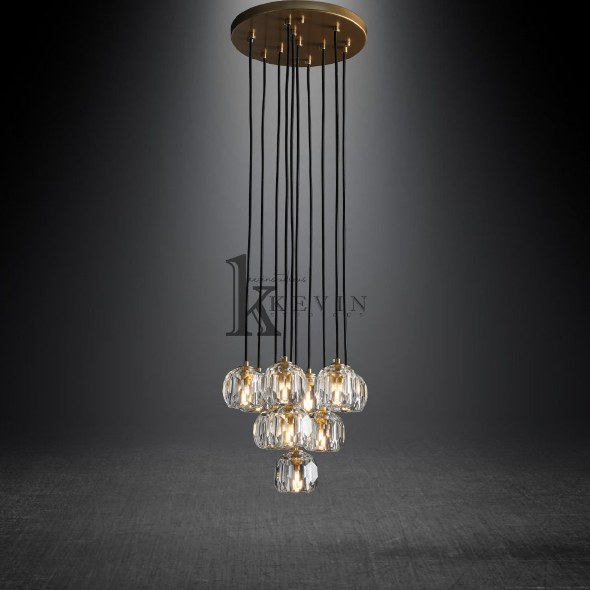 Kristal modern crystal ball cluster chandelier 14", 19", 24", 30", 40". Crystal ball colors available (Clear/Smoky).