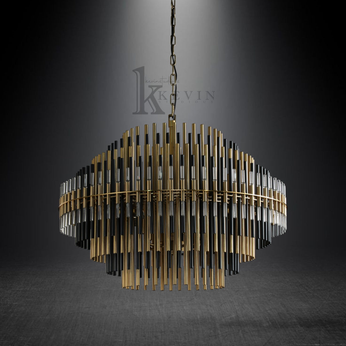 Auro Modern Round Brass Tubes Chandelier 24", 32", 42"