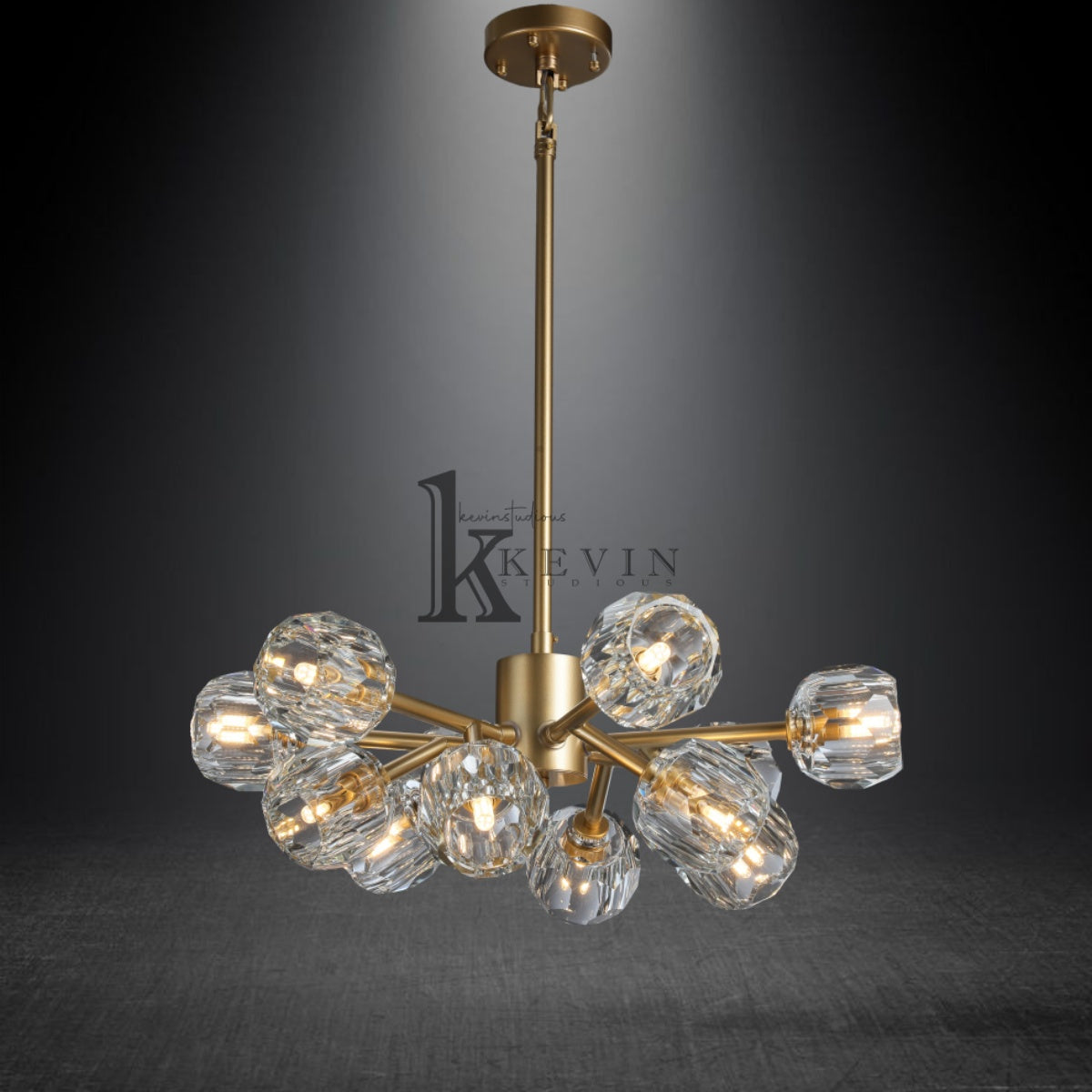 Kristal modern crystal ball round chandelier 24", 36", 48", 60", 72. Crystal ball colors available (Clear/Smoky).