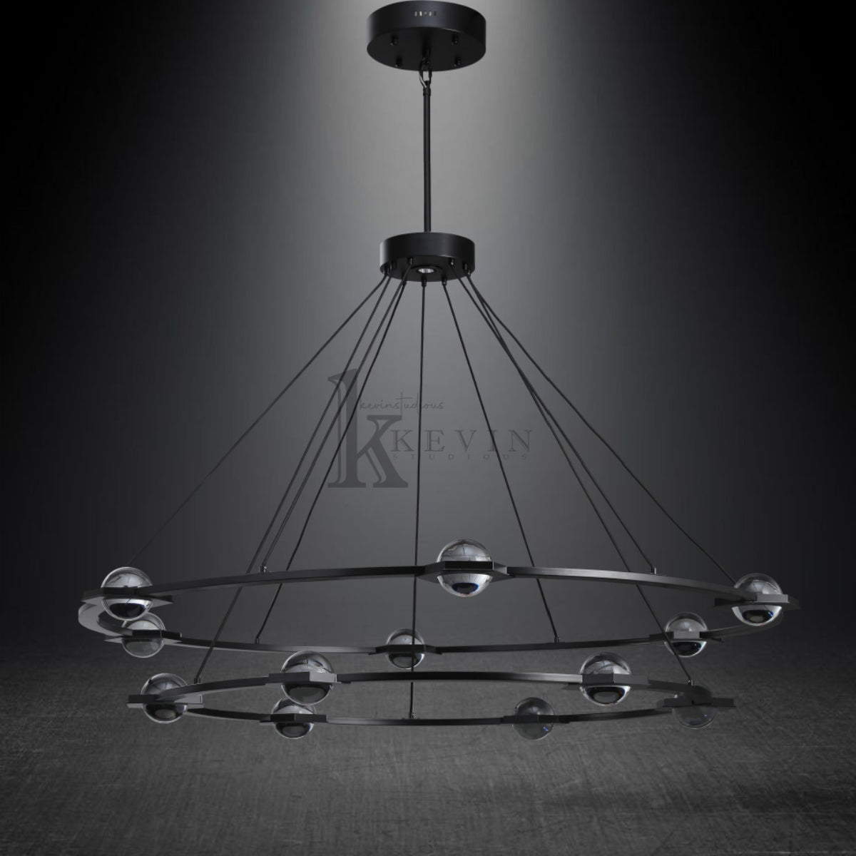 Planet Modern Circular Crystal Ball 2-Tier Round Chandelier 48", 60"