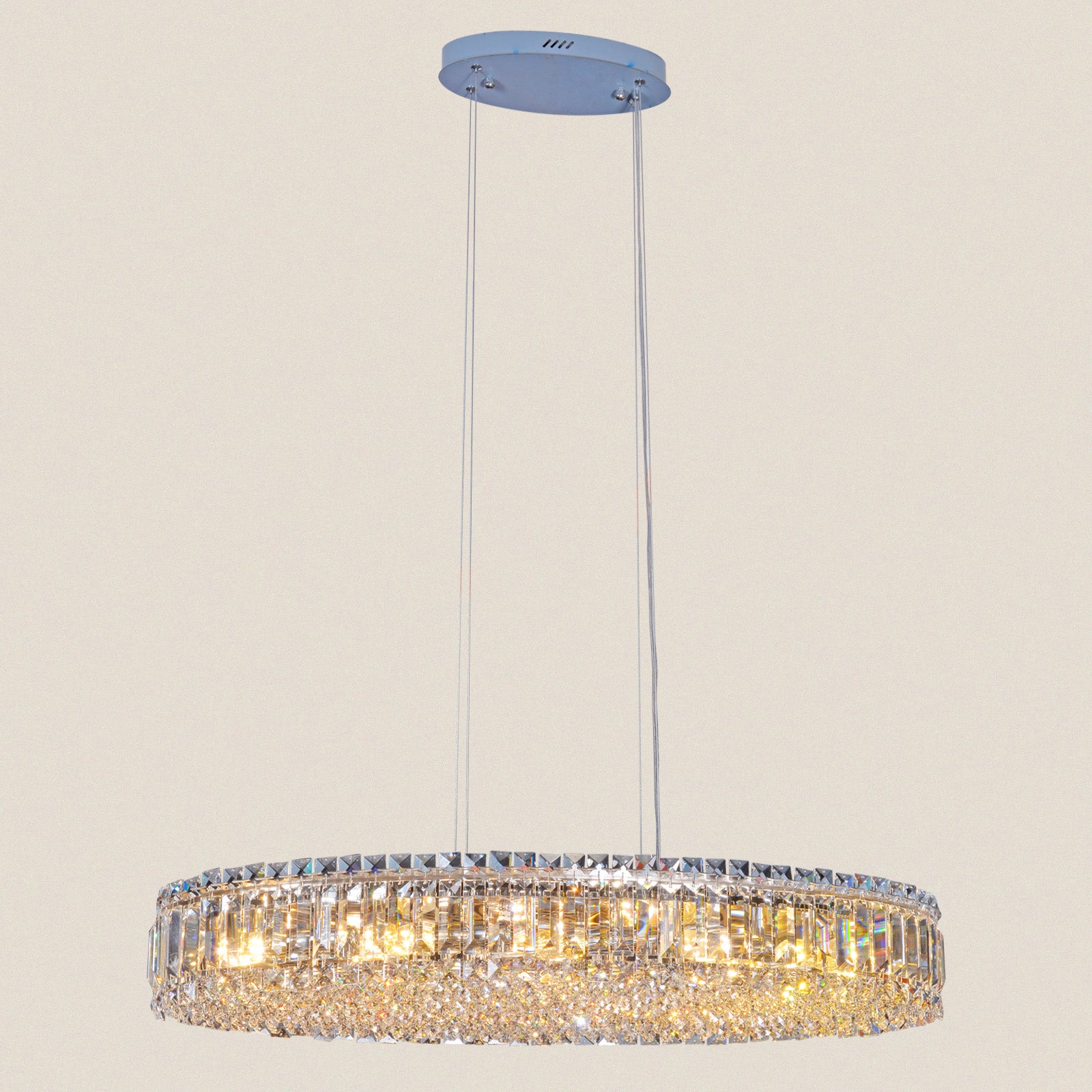 Modern Round Crystal Ring Chrome Chandelier