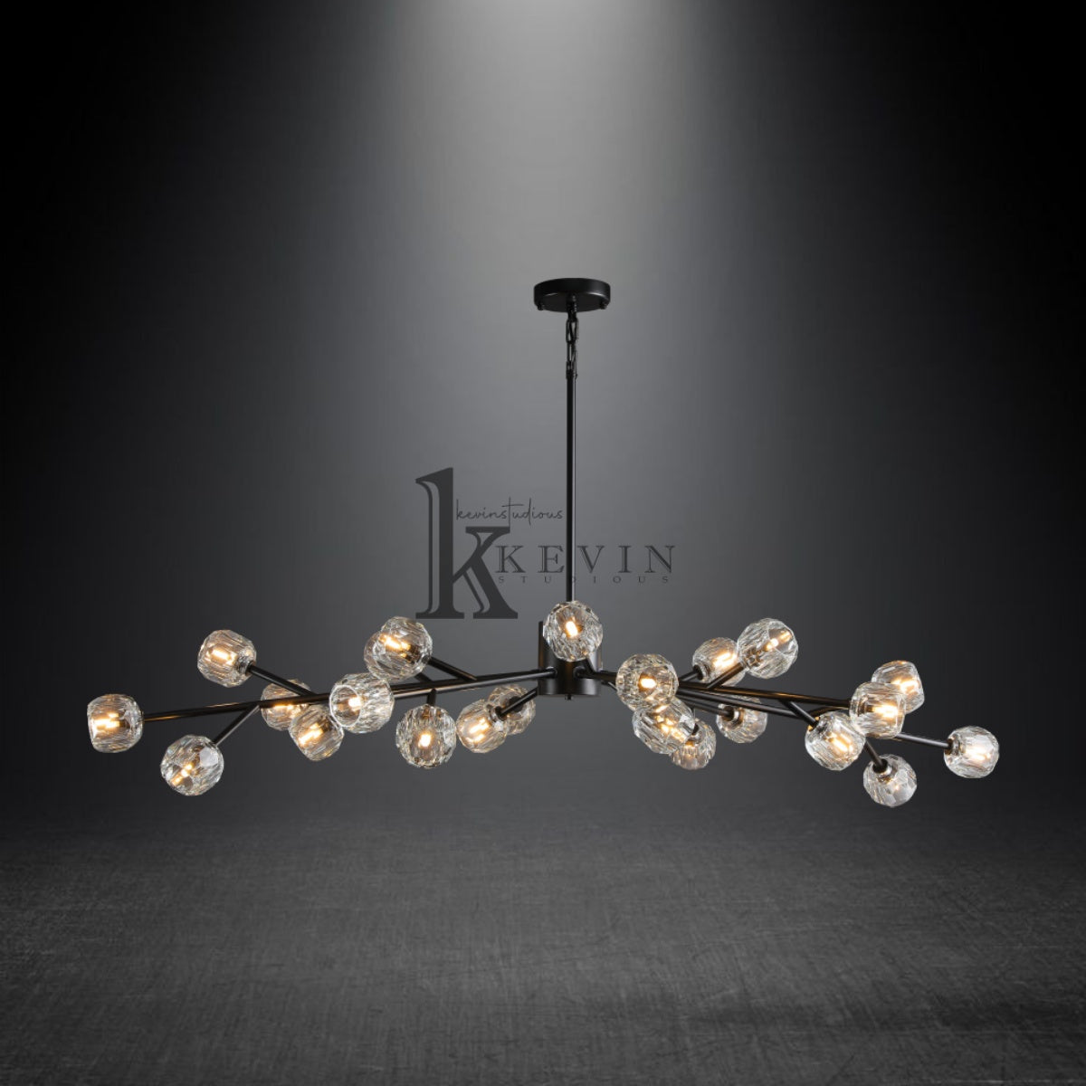 Kristal modern crystal ball round chandelier 24", 36", 48", 60", 72. Crystal ball colors available (Clear/Smoky).