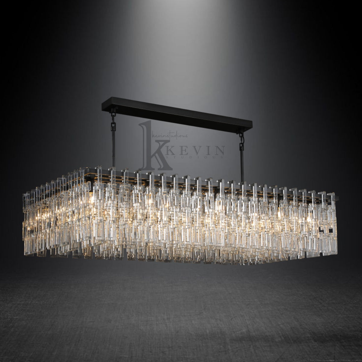 Seraphina Modern Crystal Rectangle Chandelier 60" Over Dining Table