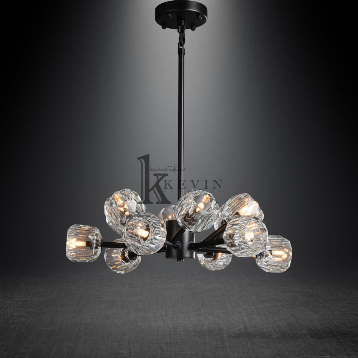 Kristal modern crystal ball round chandelier 24", 36", 48", 60", 72. Crystal ball colors available (Clear/Smoky).