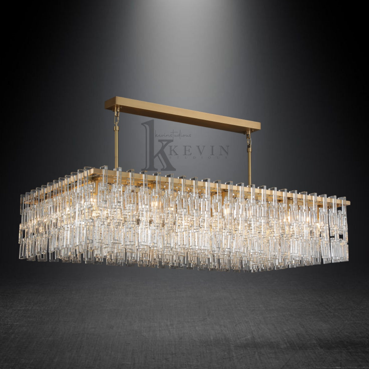 Seraphina Modern Crystal Rectangle Chandelier 60" Over Dining Table