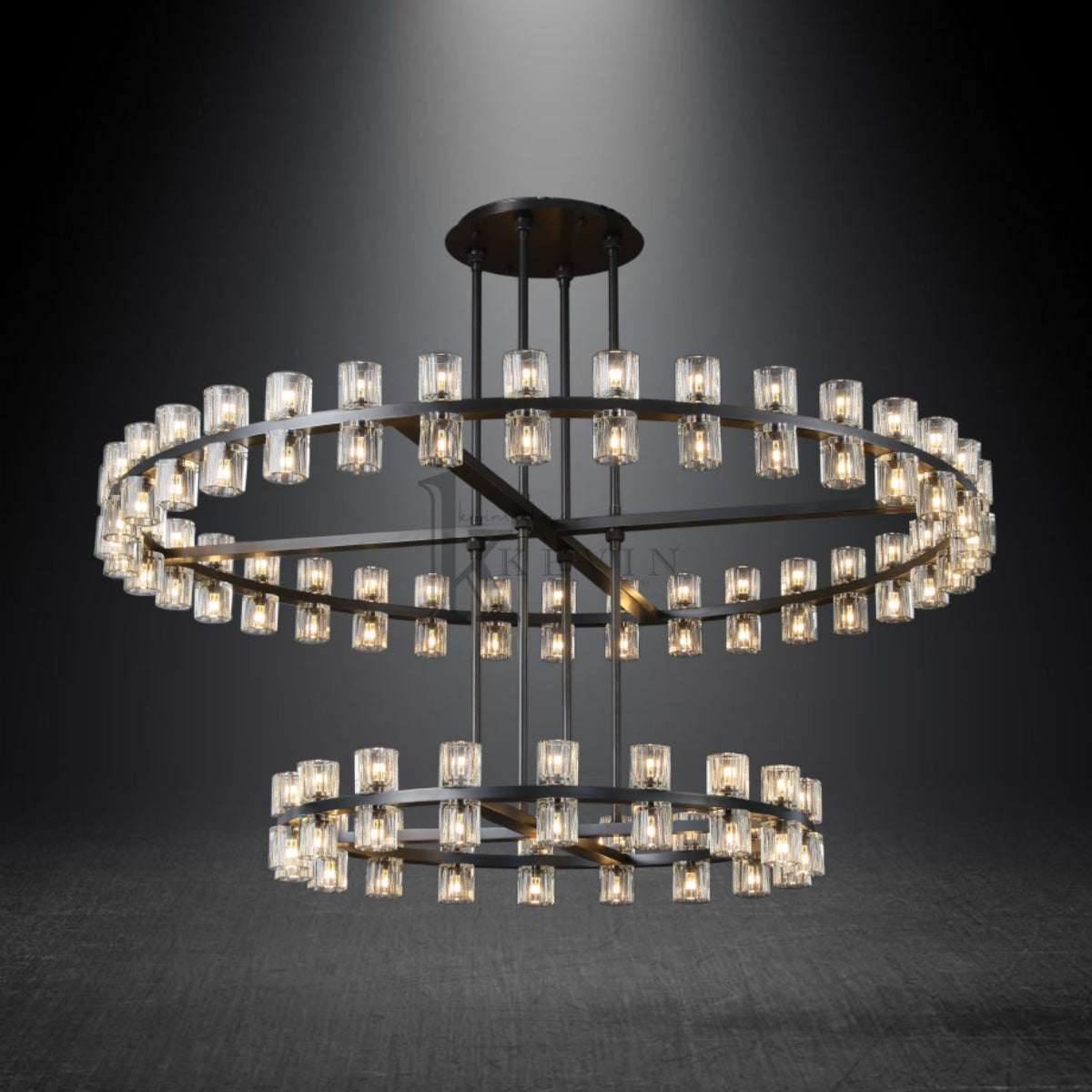 Reger Modern Round 2-tier Large Crystal Chandelier For Living Room