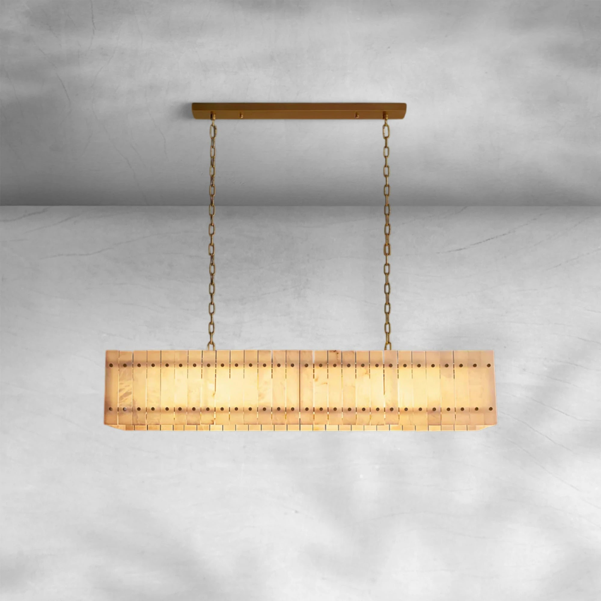 Sun Marcus Alabaster Linear Chandelier 54"72"