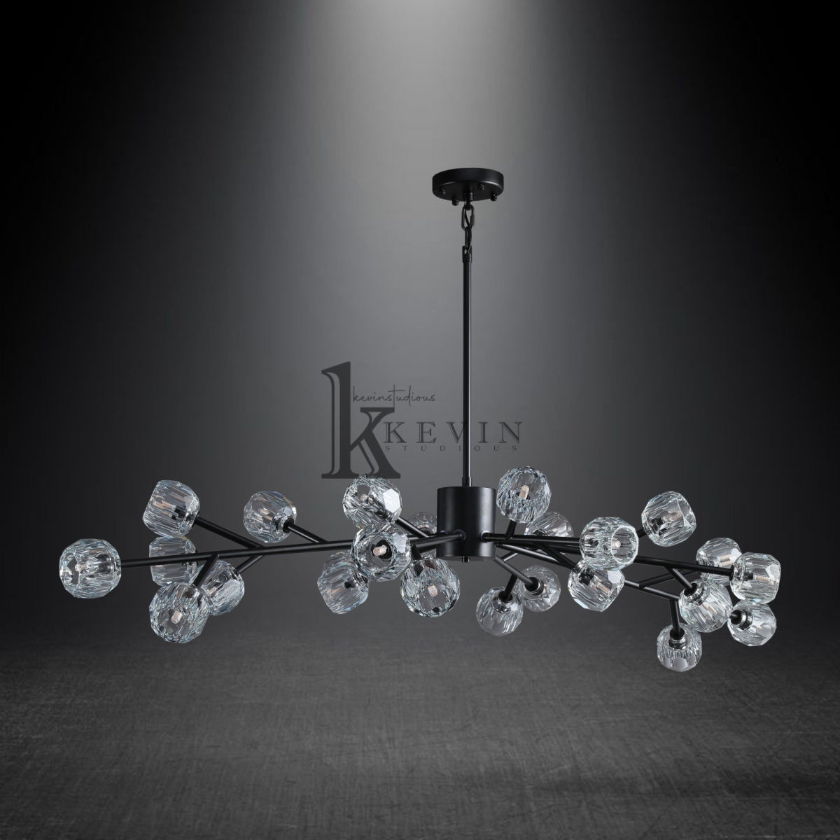 Kristal modern crystal ball round chandelier 24", 36", 48", 60", 72. Crystal ball colors available (Clear/Smoky).