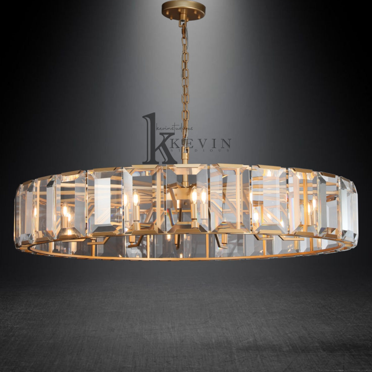 Harley Modern Faceted Crystal Glass Round Modern Chandelier 19", 31", 43", 60"