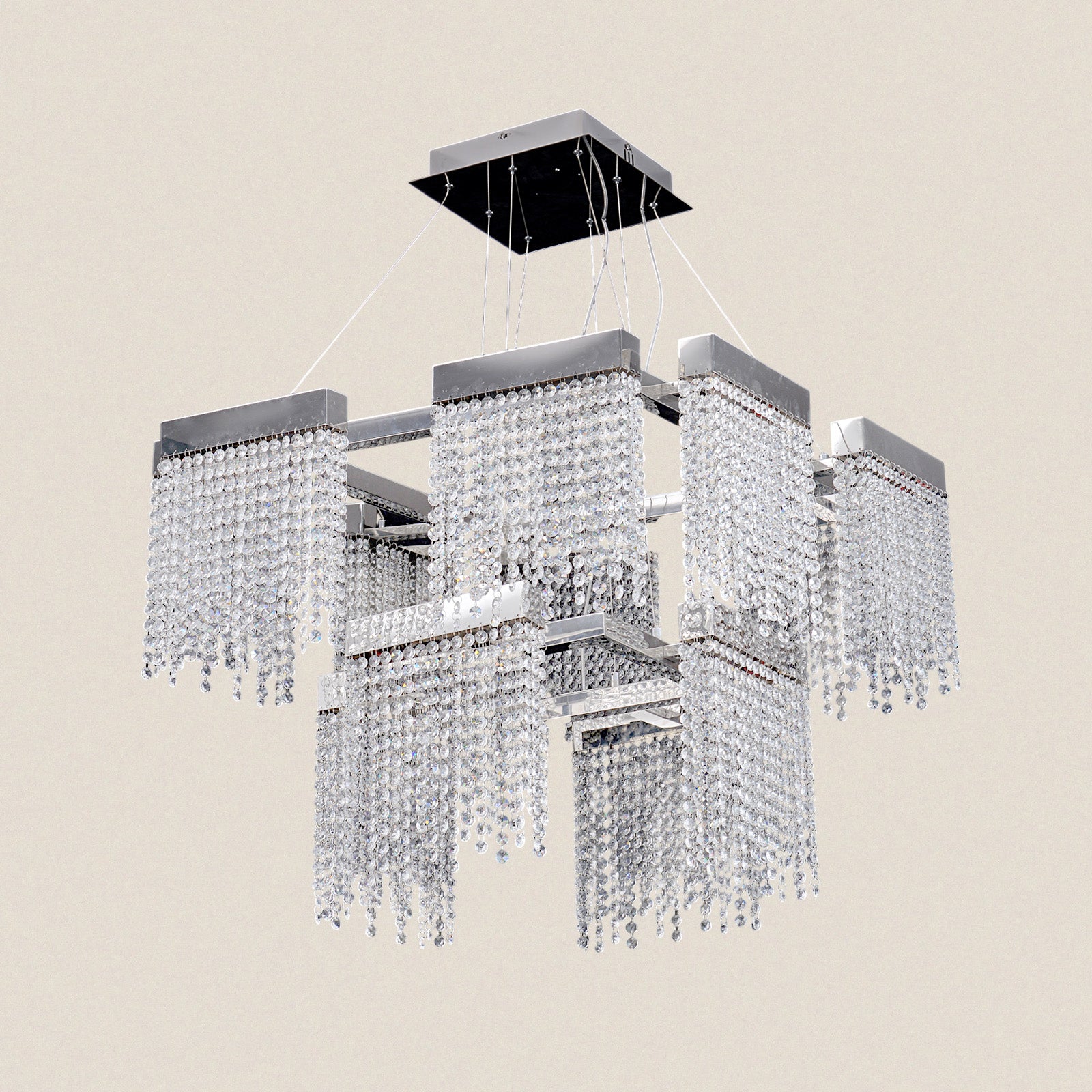 Modern Rectangular Crystal Chandelier
