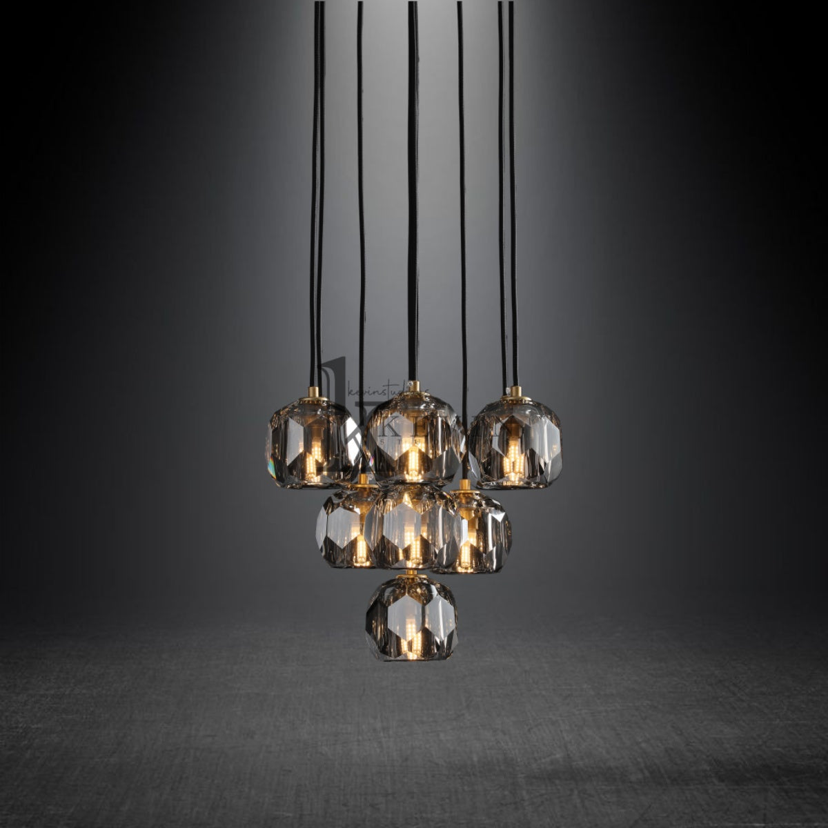 Kristal modern crystal ball cluster chandelier 14", 19", 24", 30", 40". Crystal ball colors available (Clear/Smoky).